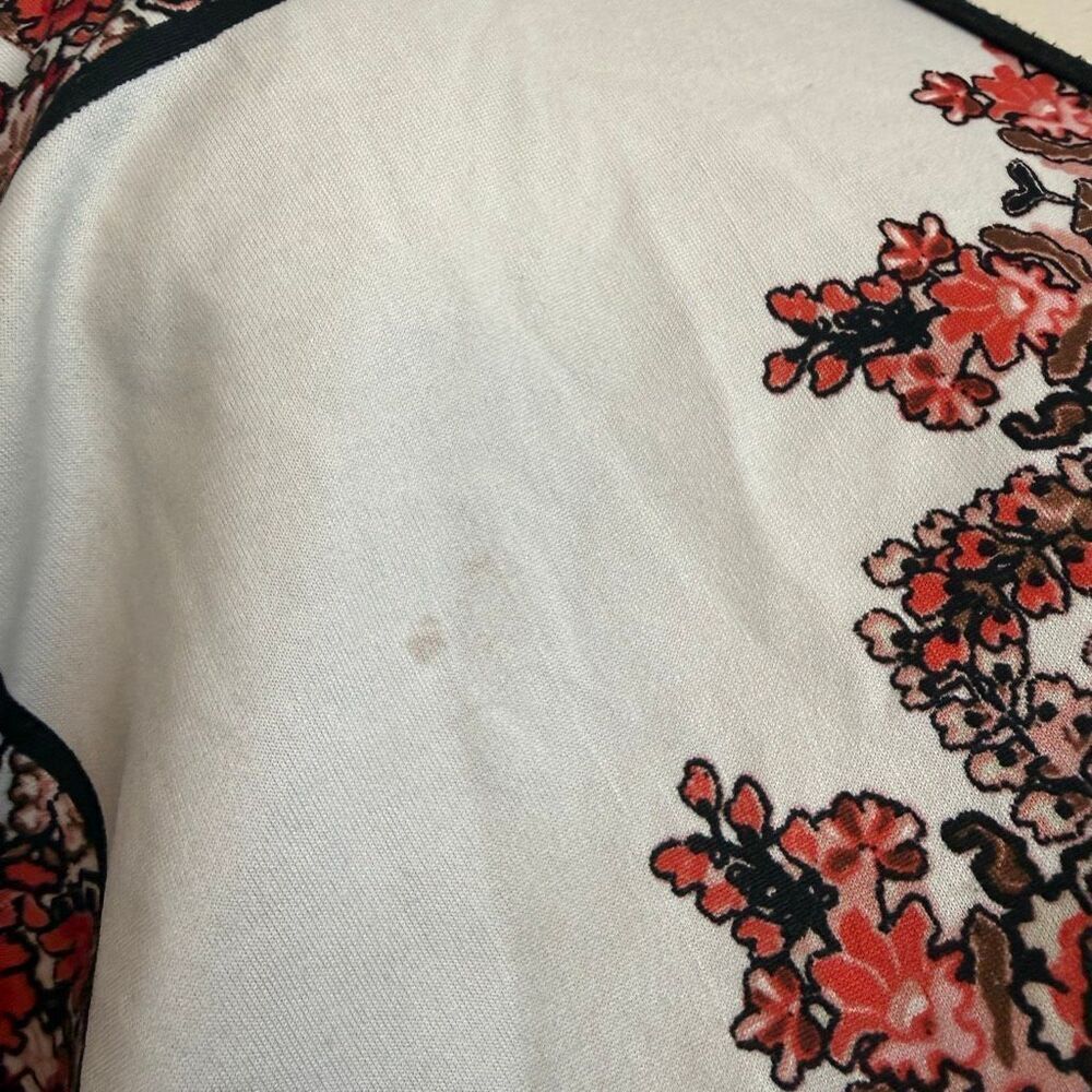 Claudia Richard White Floral Boho Short Sleeve Blouse Medium Boho Flutter - Picture 5 of 8